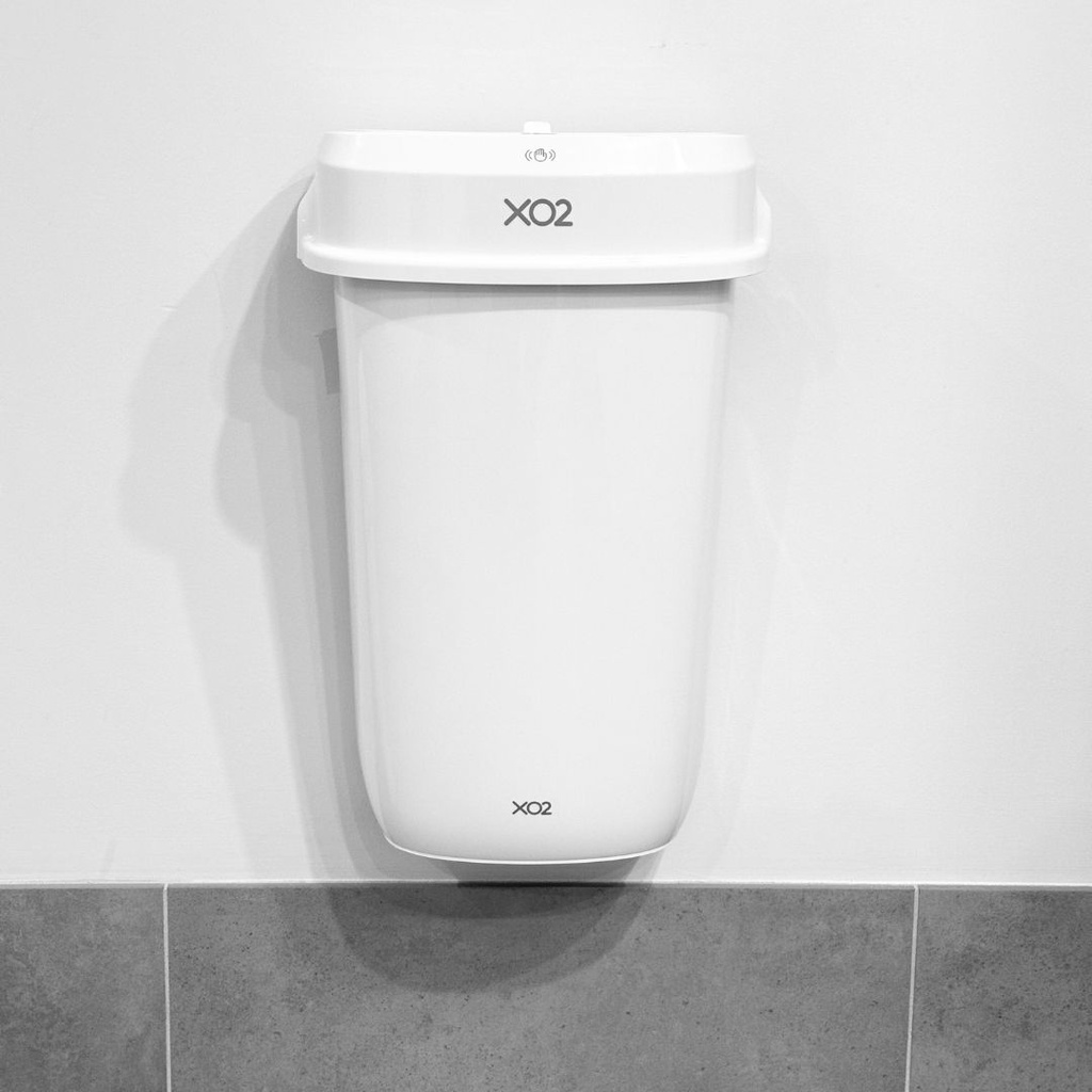 XO2® Feminine Hygiene Sanitary Bin - Automatic Touch-Free Opening, Freestanding & Wall-Mountable