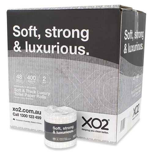 XO2® 2ply 400 Sheet Luxury Toilet Paper Rolls - Individually Wrapped - Group