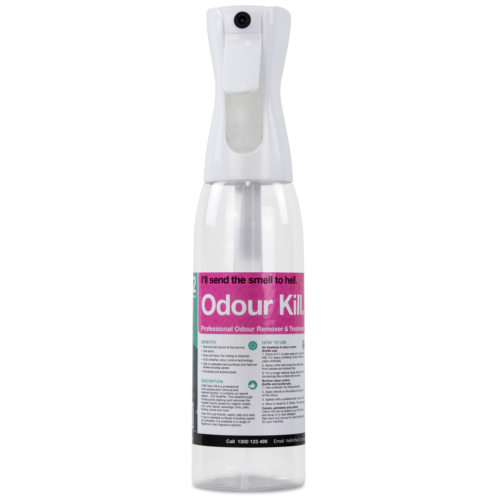 Odour Kill Continuous Atomiser Spray Bottle - 500ml, Refillable, Labelled, Comes Empty