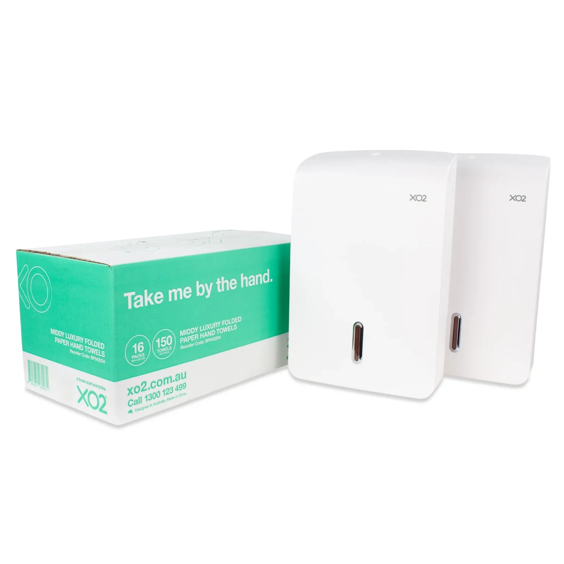XO2® Multi-Fold Paper Hand Towel Twin Dispenser Starter Kit
