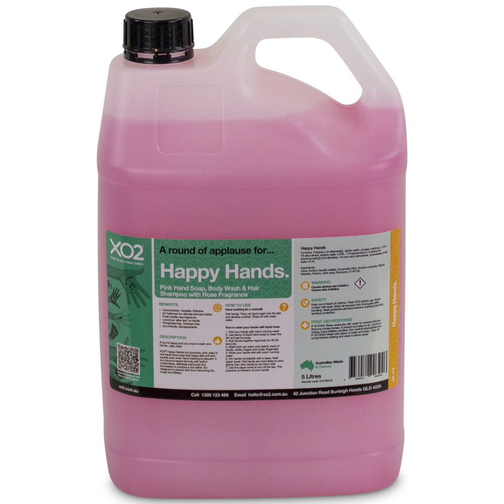 Happy Hands - Liquid Pink Hand Soap, Body Wash & Hair Shampoo with Rose Fragrance