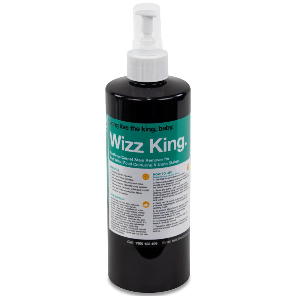 Wizz King - Red Wine, Coffee, Tea, Urine, Dye & Colour Stain Remover With Powerful Odour Destroyer
