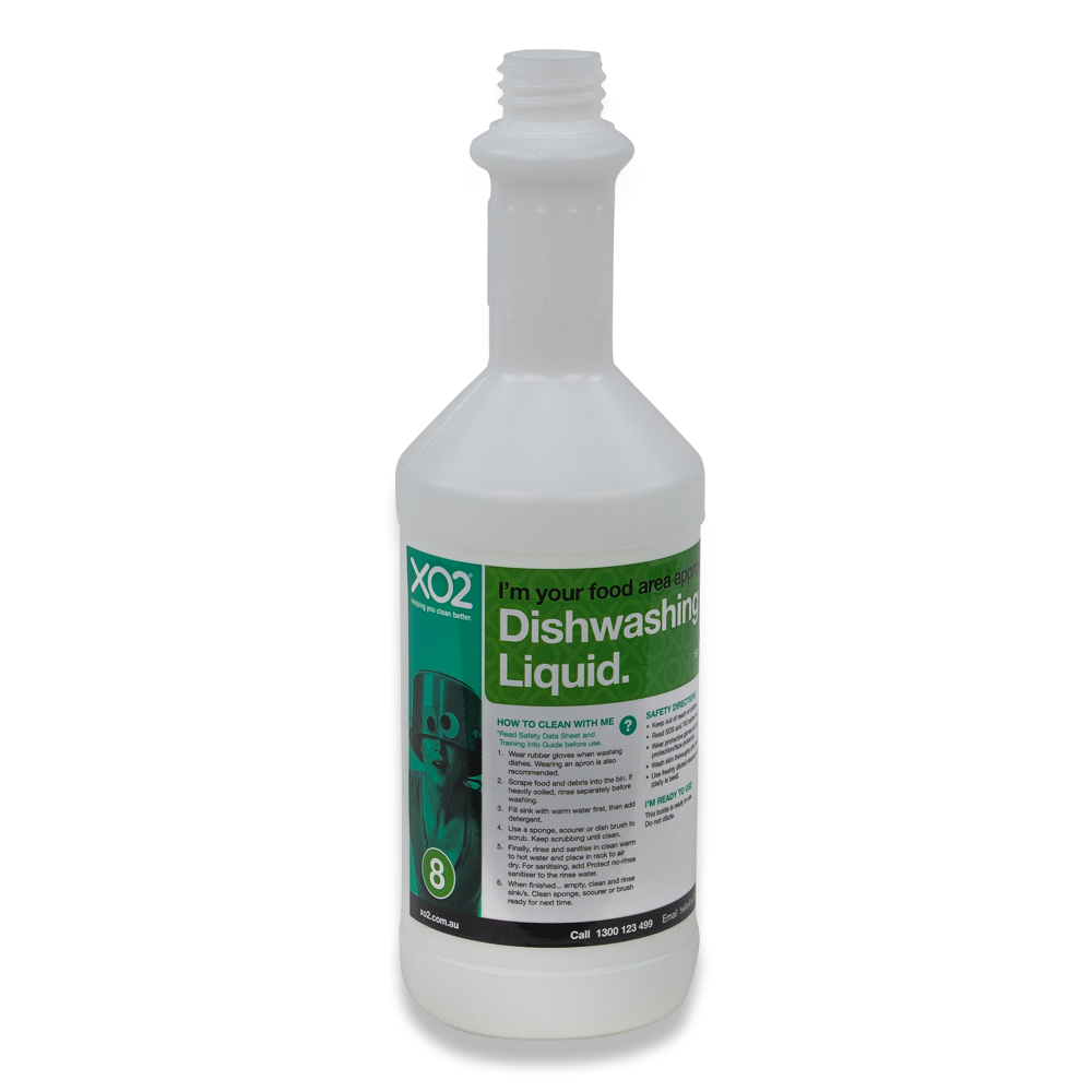 [AC002182] 750ml XO2® Dishwashing Liquid Labelled Empty Bottle (Lids & Squirt Caps not included)
