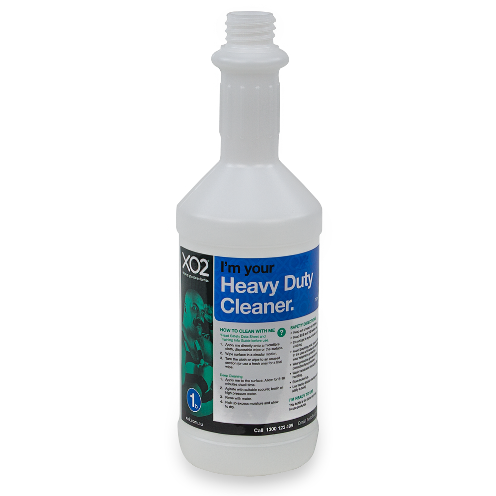 750ml XO2® Heavy Duty Cleaner Labelled Empty Bottle (Lids & triggers not included)