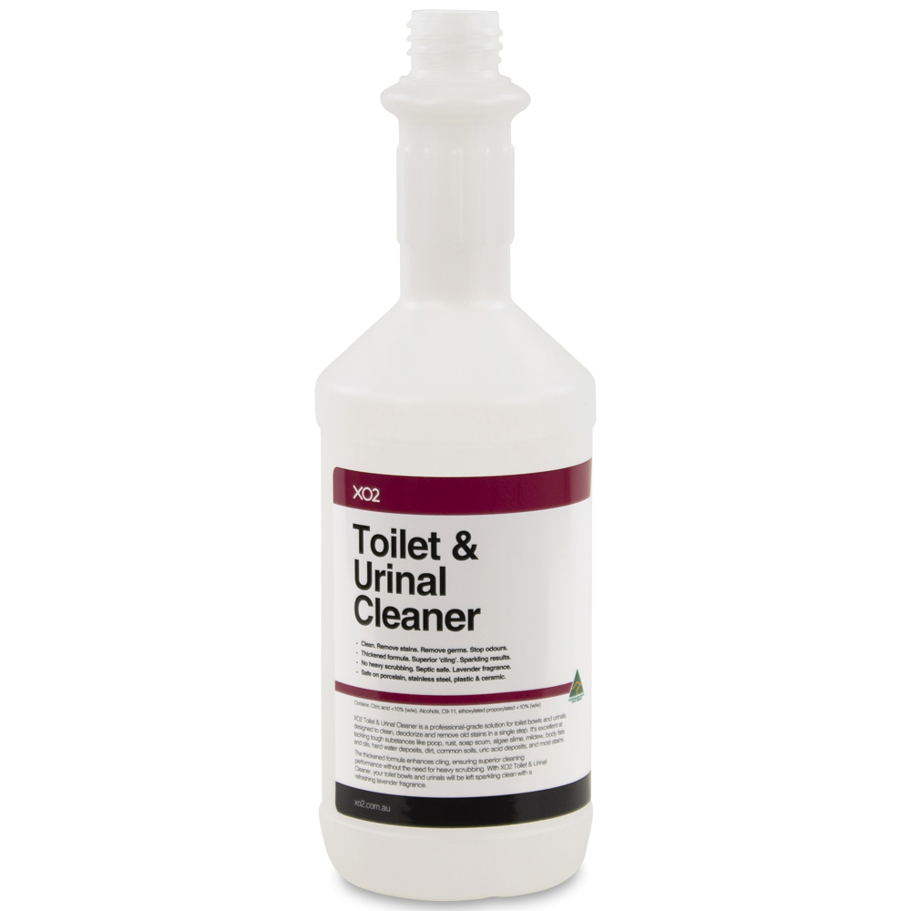 750ml XO2® Toilet Bowl & Urinal Cleaner Labelled Empty Bottle (Lids & triggers not included)