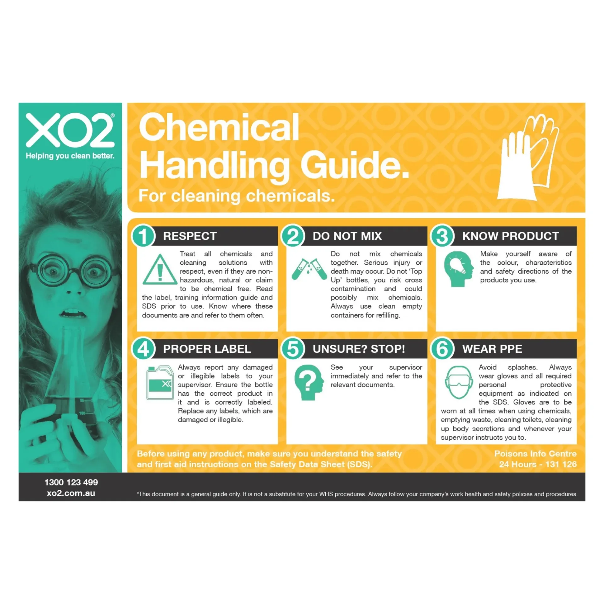 XO2® 'Chemical Handling Guide' Safety Sign - Splash Resistant