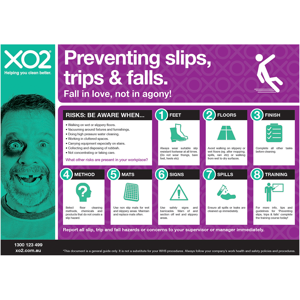 XO2® Safety Sign - How to Prevent Slips, Trips & Falls