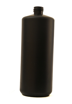 1L Black Plastic Bottle - Straight Sided, No Neck, Empty, 28mm Screw Thread