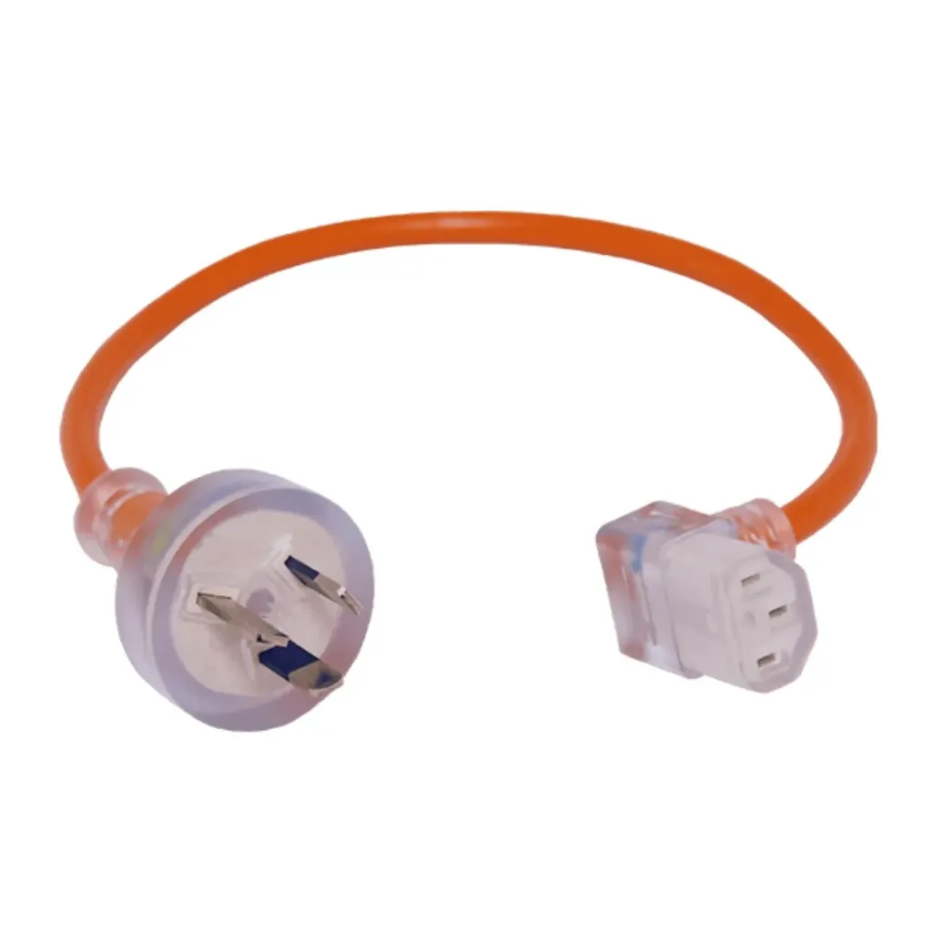 Short Cord with Moulded 3-pin Plug and Right Angle IEC Socket - Suits Stealth & Pacvac