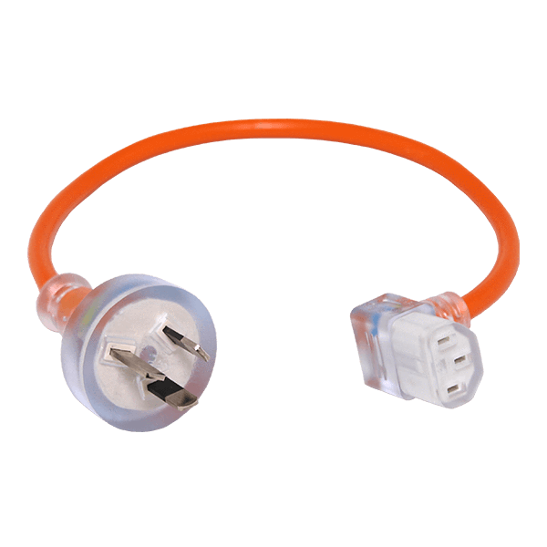 Short Cord with Moulded 3-pin Plug and Right Angle IEC Socket - Suits Stealth & Pacvac