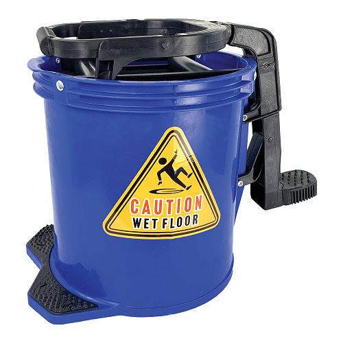 [AC104512] XO2® 'Mop It Good' 15L Plastic Wringer Mop Bucket (Blue)