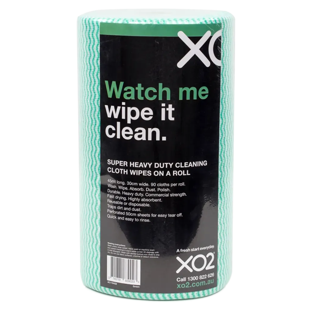 XO2® Super Heavy Duty Cleaning Cloth Wipe On A Roll - 45m Long x 30cm Wide