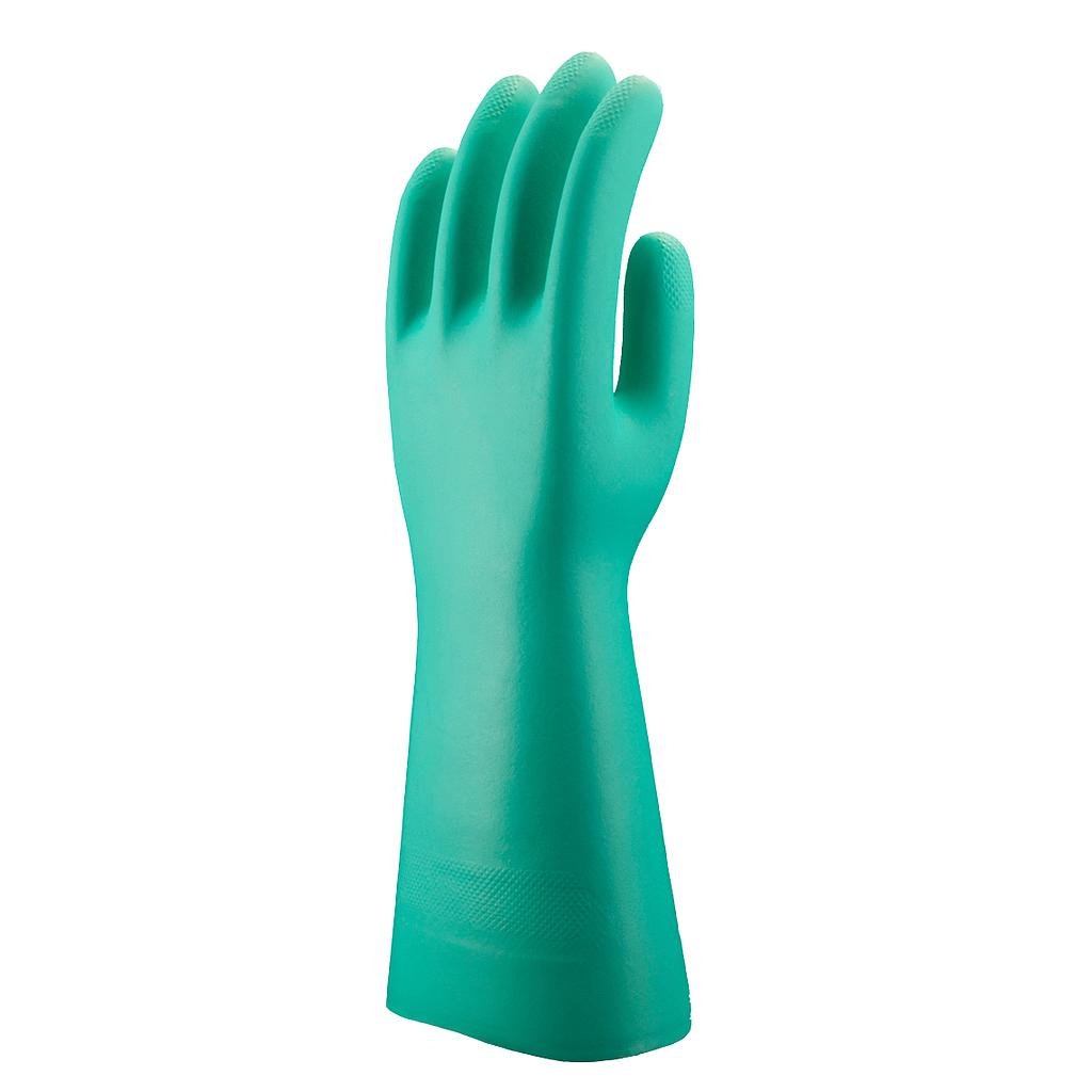 Nitrile Flocklined Gloves - Green, 33cm Long, Reusable, Chemical Resistant