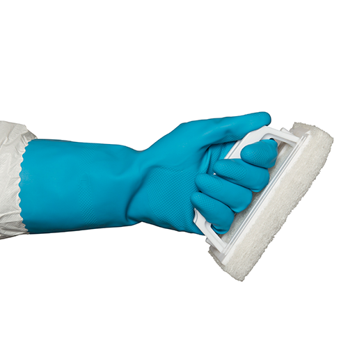 [BNG2792] Blue Silverlined Rubber Gloves - Reusable (Small)