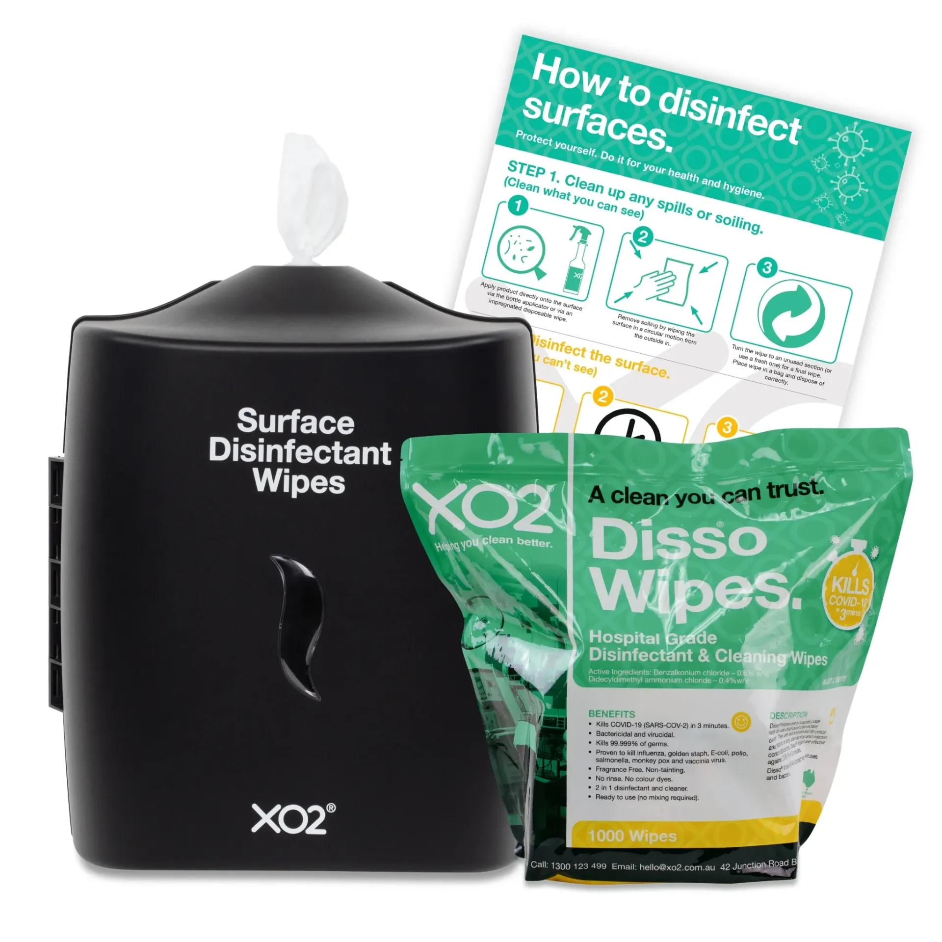 Disso® Surface Disinfectant Wipes Wall Mount Dispenser Starter Kit - Kills COVID-19, TGA Listed