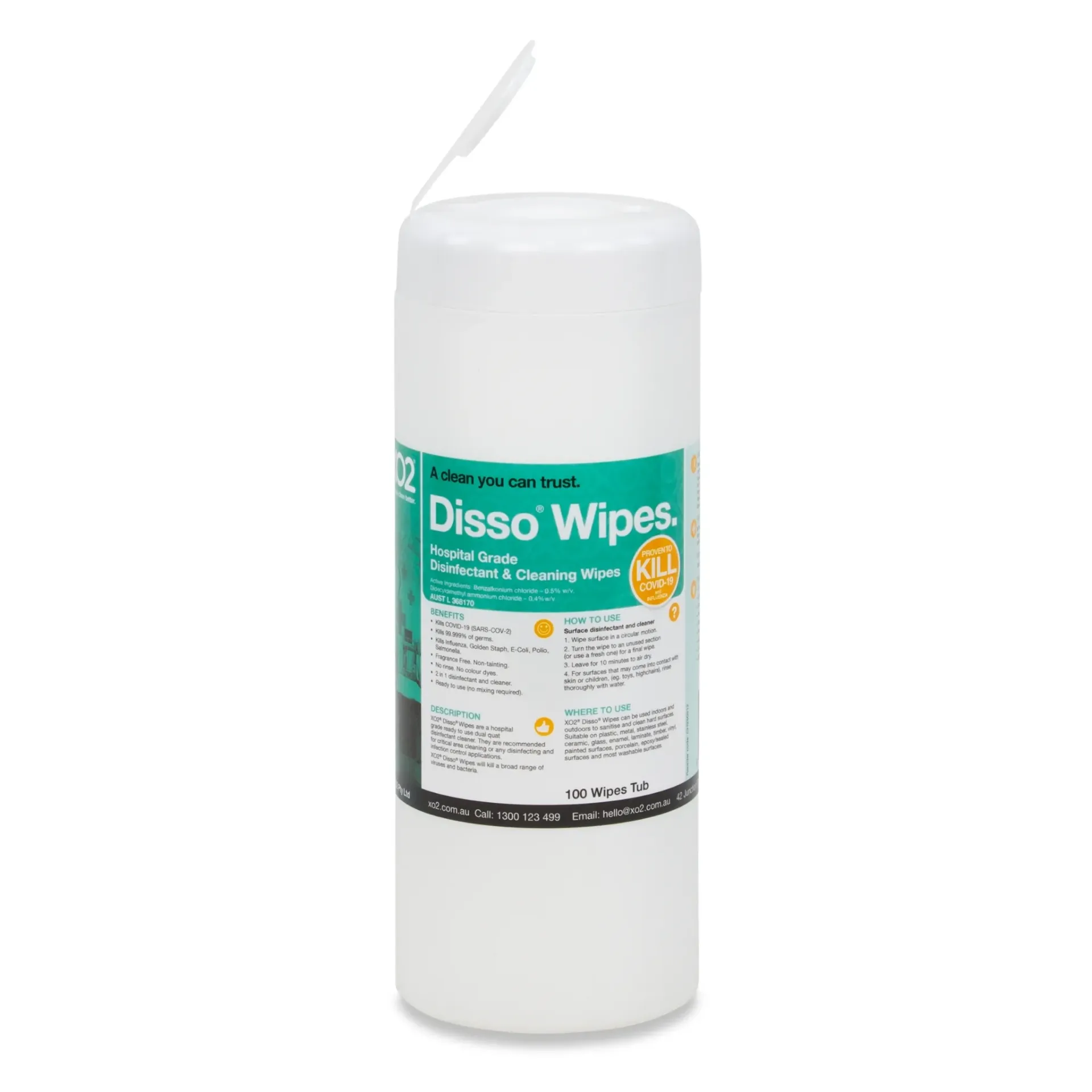 [CH250512] Disso® Wipes - Hospital-Grade Surface Sanitising Disinfectant & Cleaning Wipes - Kills COVID-19, TGA Listed (100 Wipes)