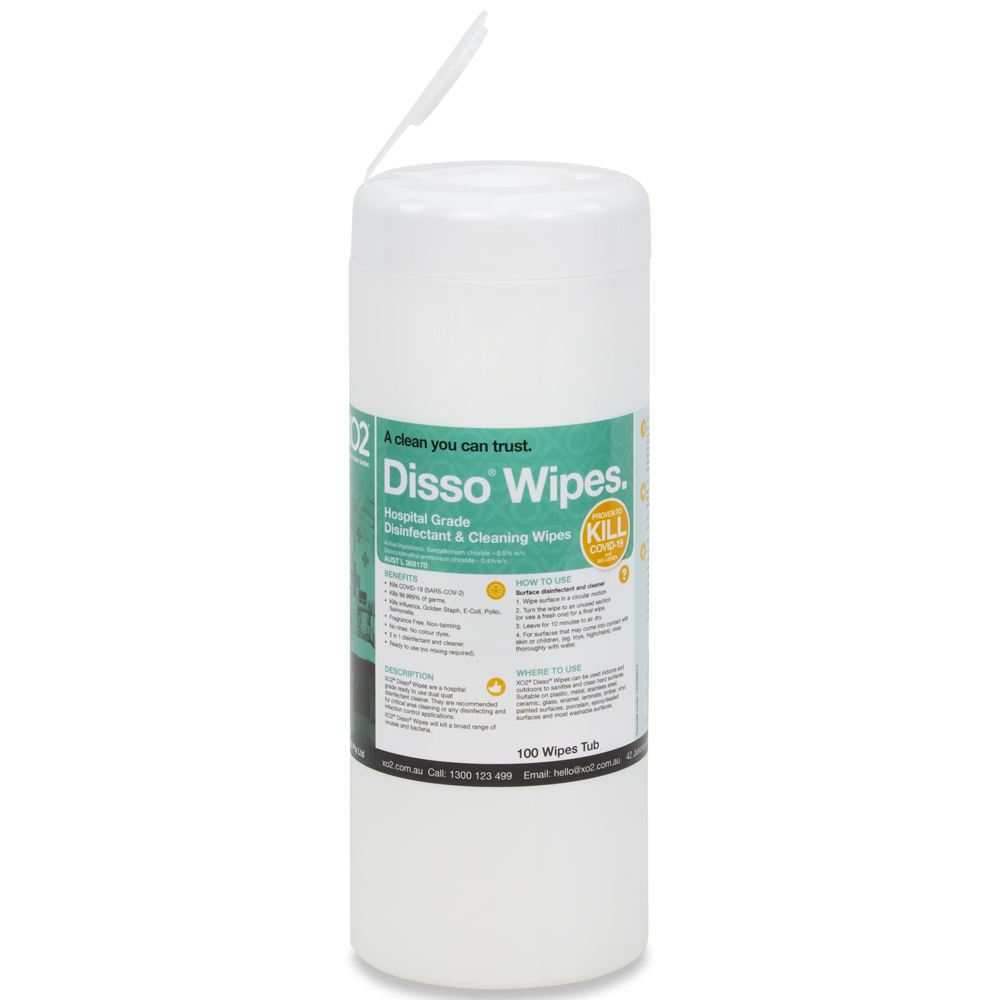 [CH250512] Disso® Wipes - Hospital-Grade Surface Sanitising Disinfectant & Cleaning Wipes - Kills COVID-19, TGA Listed (100 Wipes)
