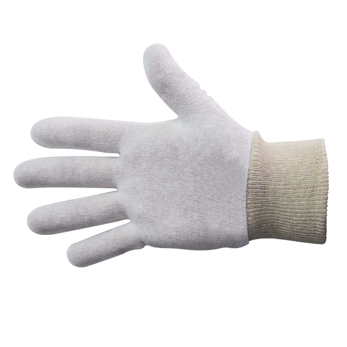 Cotton Interlock Gloves - White with Cuff