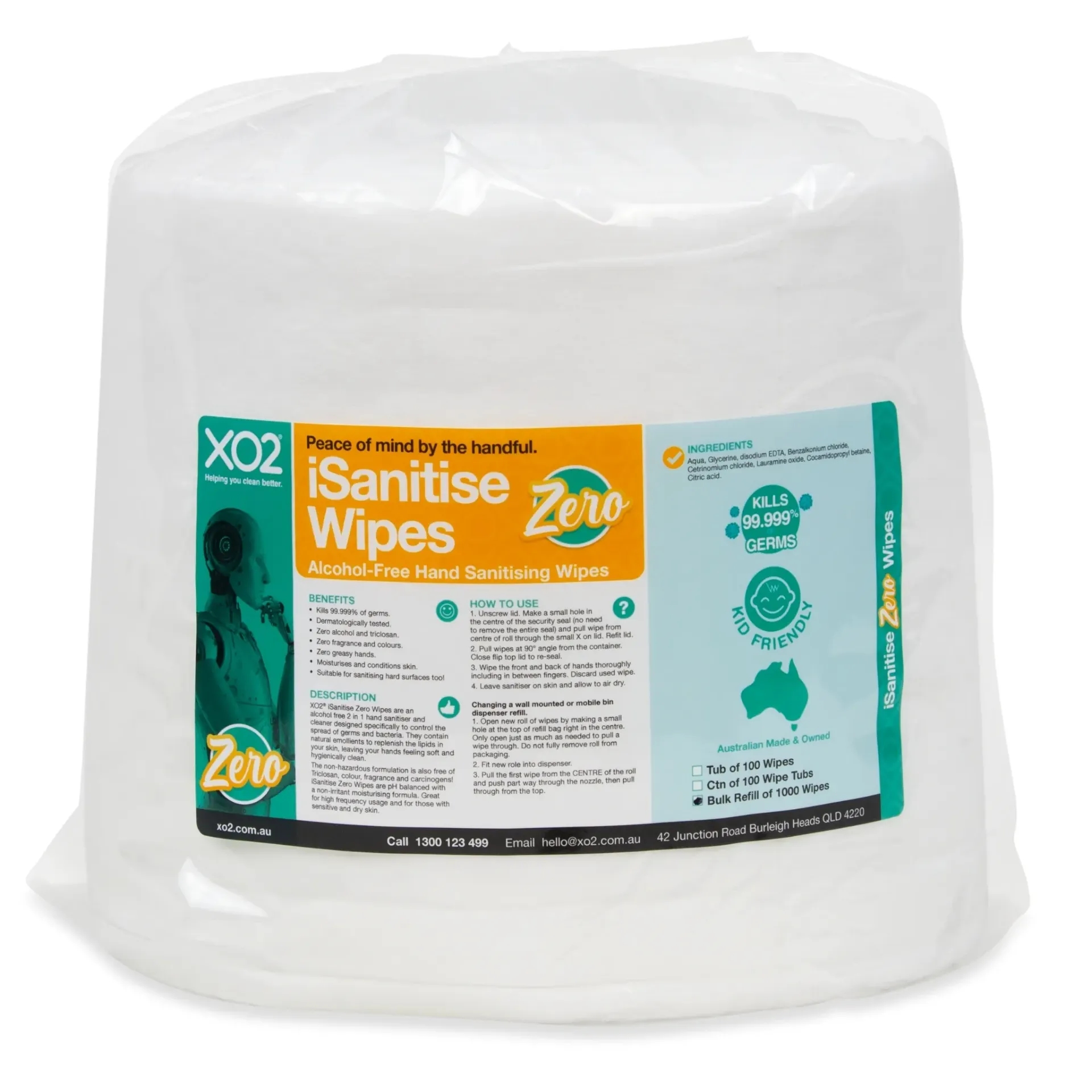 iSanitise Zero Wipes - Alcohol-Free Hand Sanitiser & Cleaner Wipes
