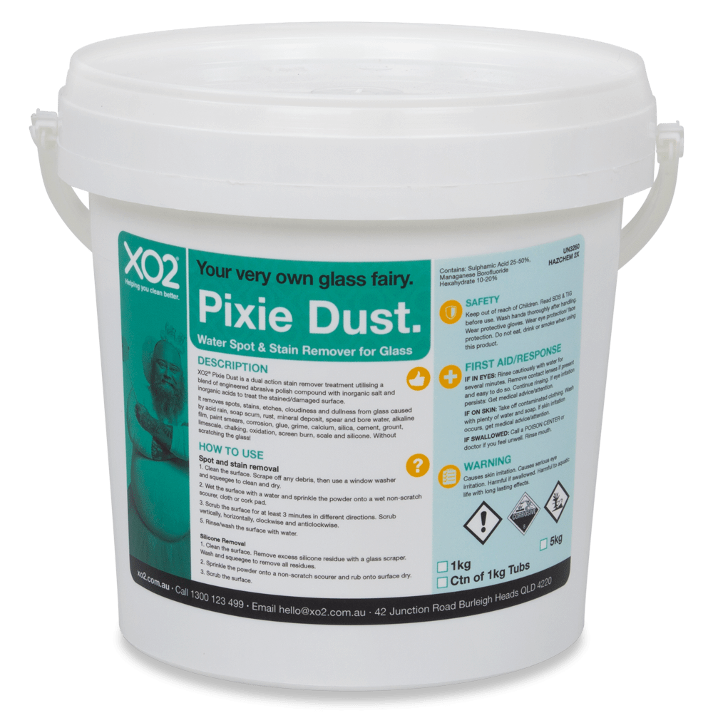Pixie Dust - Glass Restorer for Stains on Showers, Windows & Glass Pool Fencing