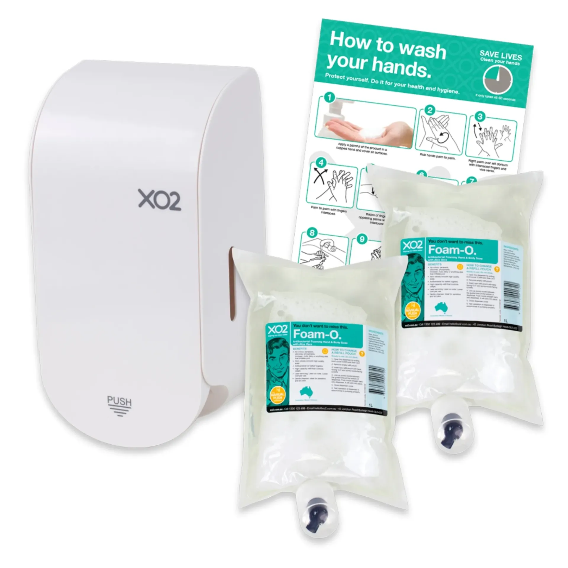 Foam-O - Hand, Hair & All Over Body Wash Dispenser Starter Kit - Manual Push Foam