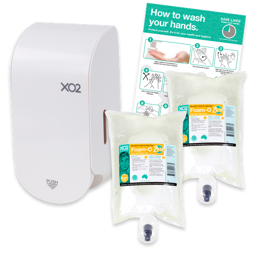Foam-O Zero - Hand, Hair & All Over Body Wash Dispenser Starter Kit - Manual Push Foam. No Fragrance.