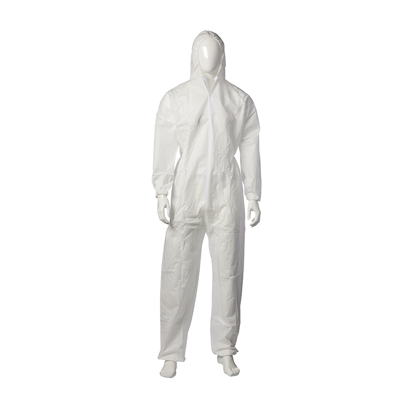 White Triple Layer SMS Coverall - Disposable with Hood & Zipper