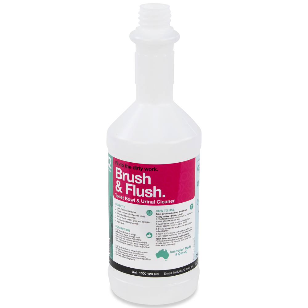 750ml Brush & Flush Labelled Empty Bottle - Refillable & Recyclable (Squirt Cap not included)