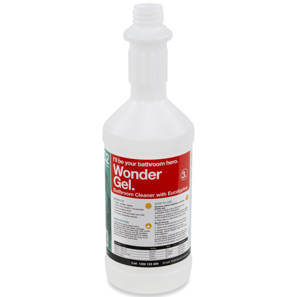 750ml Wonder Gel Labelled Empty Bottle - Refillable & Recyclable (Lids & Squirt Caps not included)
