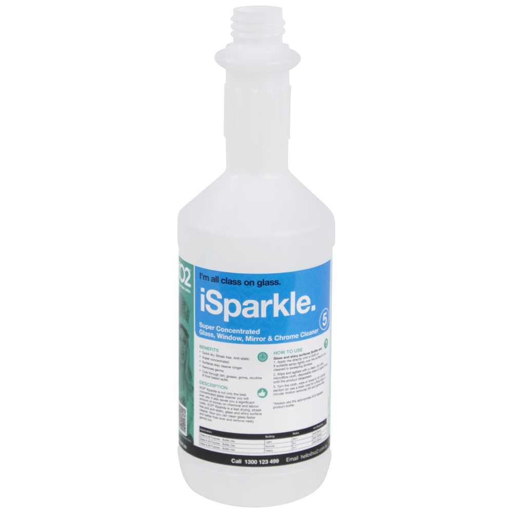 750ml iSparkle Labelled Empty Bottle - Refillable & Recyclable (Trigger not included)