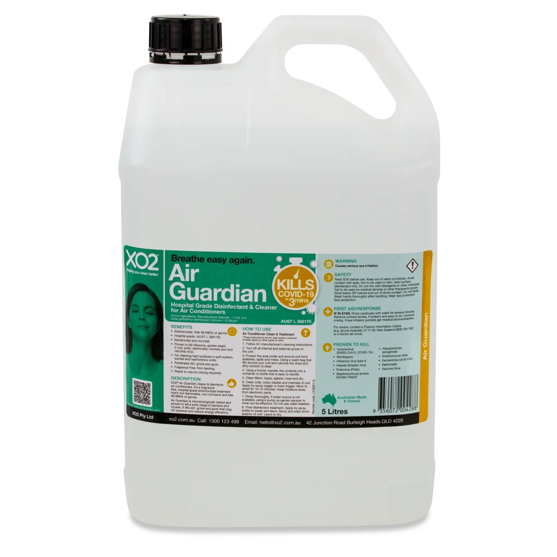 Air Guardian - Air Conditioner Disinfection Treatment & Cleaner, Hospital Grade TGA Listed
