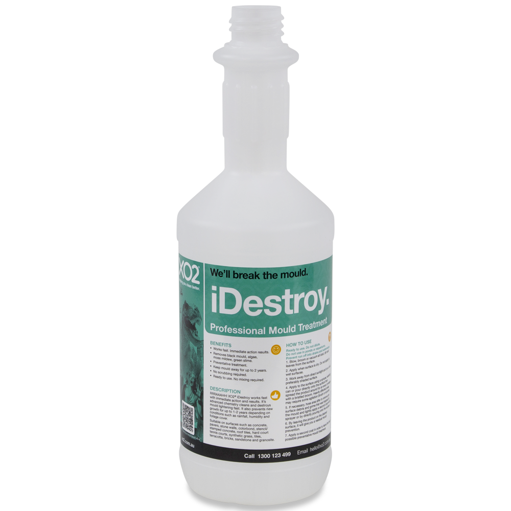 750ml iDestroy Labelled Empty Bottle - Refillable & Recyclable (Lids & Squirt Caps not included)