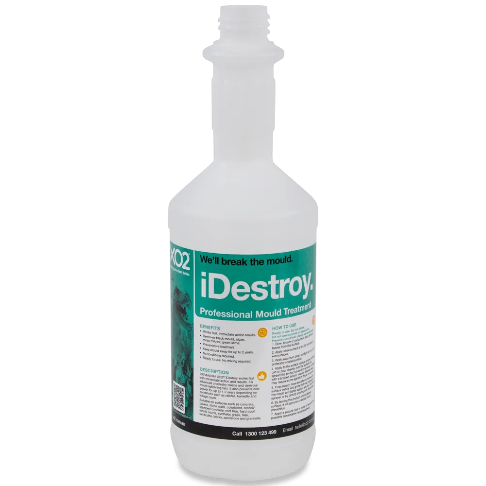 750ml iDestroy Labelled Empty Bottle - Refillable & Recyclable (Lids & Squirt Caps not included)