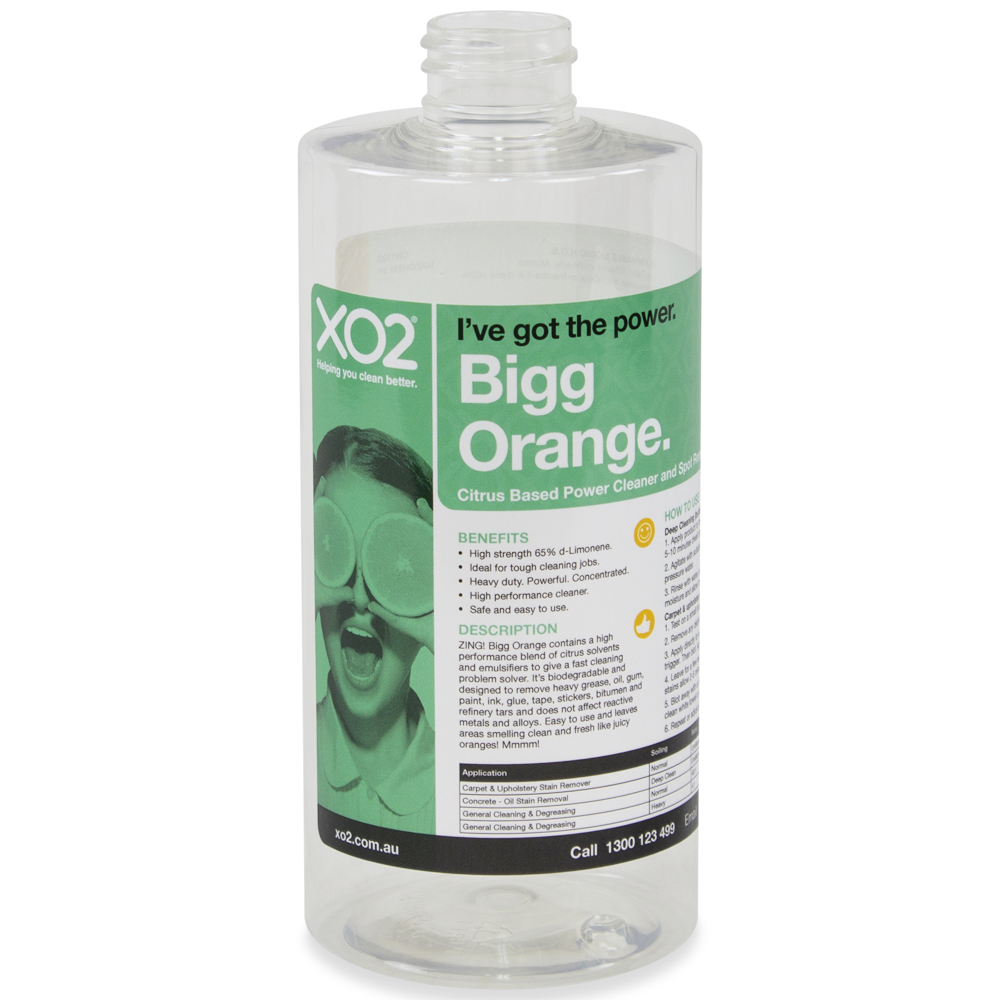 500ml Bigg Orange Labelled Empty Bottle - Refillable & Recyclable - Trigger/Cap Not Included