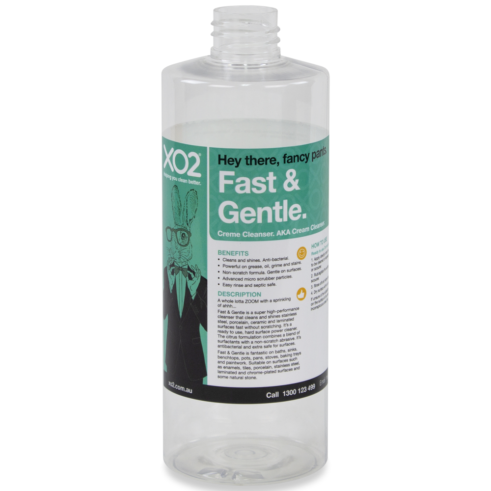 500ml Squeezable Fast & Gentle Labelled Empty Bottle - Refillable & Recyclable (Squirt cap not included)