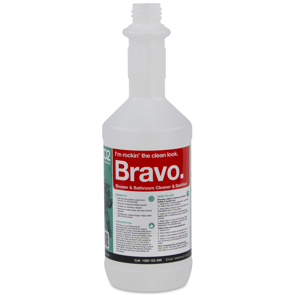 750ml Bravo Labelled Empty Bottle - Refillable & Recyclable (Lids & triggers not included)