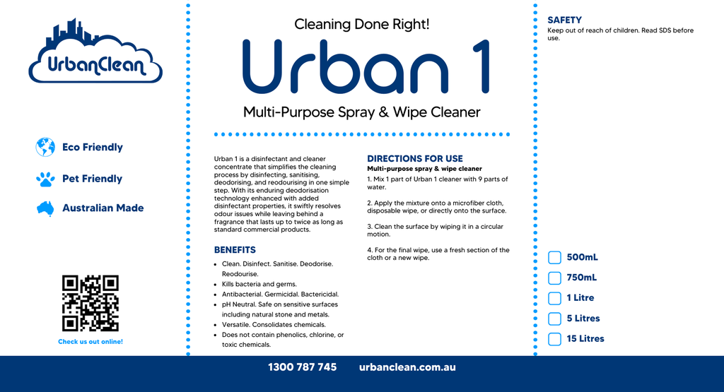 Urban Label For Refillable Bottles - Label Only (Multipurpose Cleaner)