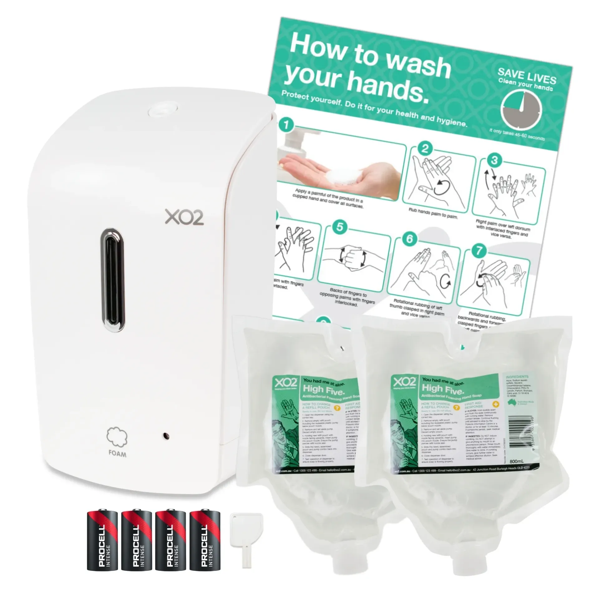 [CH700392] High Five - Touch-Free Antibacterial Foaming Hand Soap Dispenser Starter Kit
