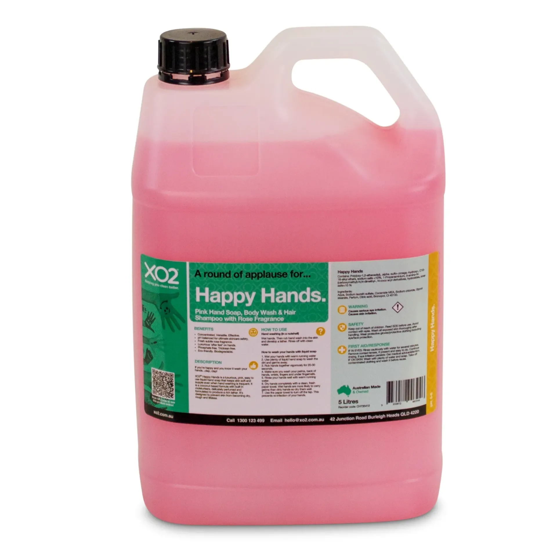 [CH735412] Happy Hands - Liquid Pink Hand Soap, Body Wash & Hair Shampoo with Rose Fragrance