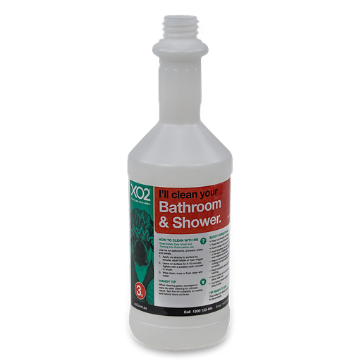 [AC002122] 750ml XO2® Bathroom & Shower Cleaner Labelled Empty Bottle (Lids & triggers not included)