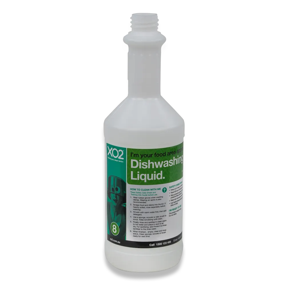 Empty XO2® Sink Dishwashing Liquid Bottle - 750ml. Labelled.