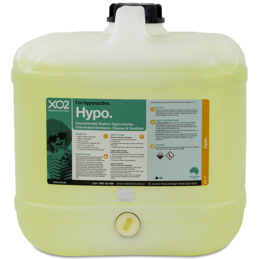 Hypo - Concentrated Sodium Hypochlorite, Chlorinated Destainer, Cleaner & Sanitiser
