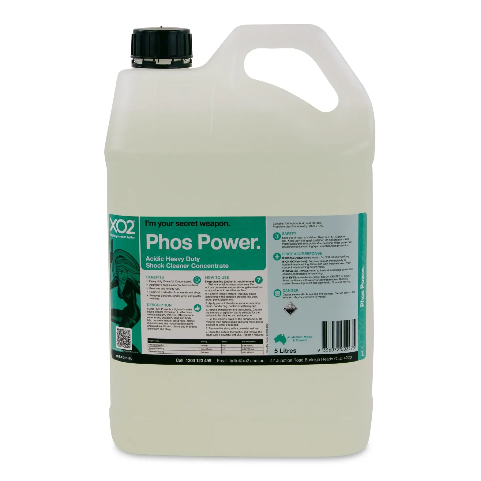 [CH130812] Phos Power - Phosphoric Acid Based Cleaner Concentrate for Concrete, Grout Haze, Calcium, Lime, Rust & Mineral Removal