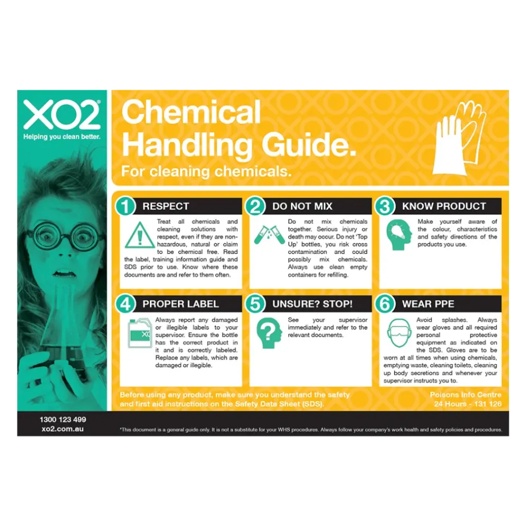 [TD400006] XO2® 'Chemical Handling Guide' Safety Sign - Splash Resistant