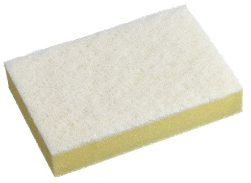 [AC125512] 10cm x 15cm White Scourer on a Yellow Sponge