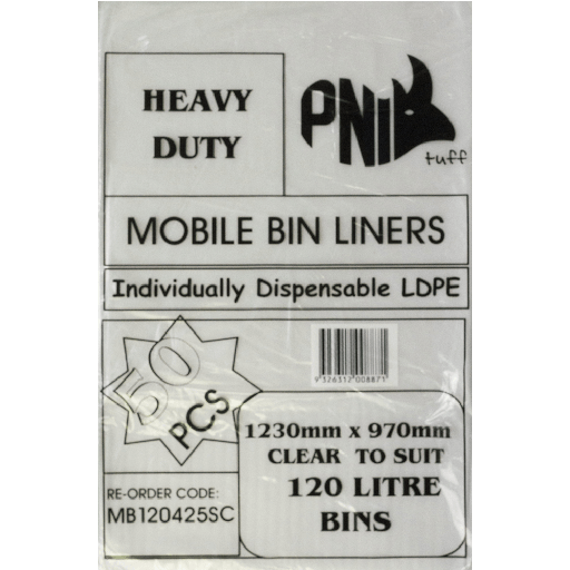 [MB120425SC] 120L-140L Clear Garbage Bags - Heavy Duty