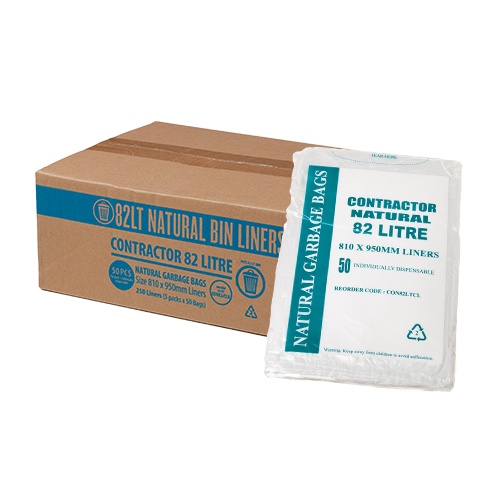 [CON82LTCL] 82L Opaque - Natural Garbage Bags - All Purpose