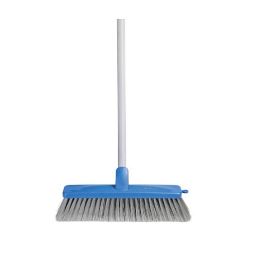 [164582] Standard Indoor Broom With Handle - 27cm Wide, Soft Flagged Nylon Bristles