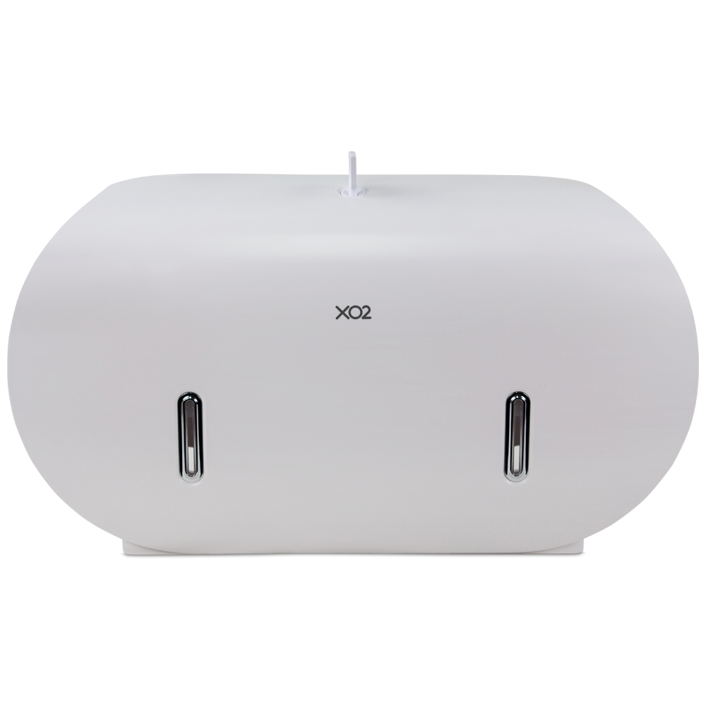 XO2® White Double Jumbo Toilet Roll Dispenser - 2 Roll Capacity