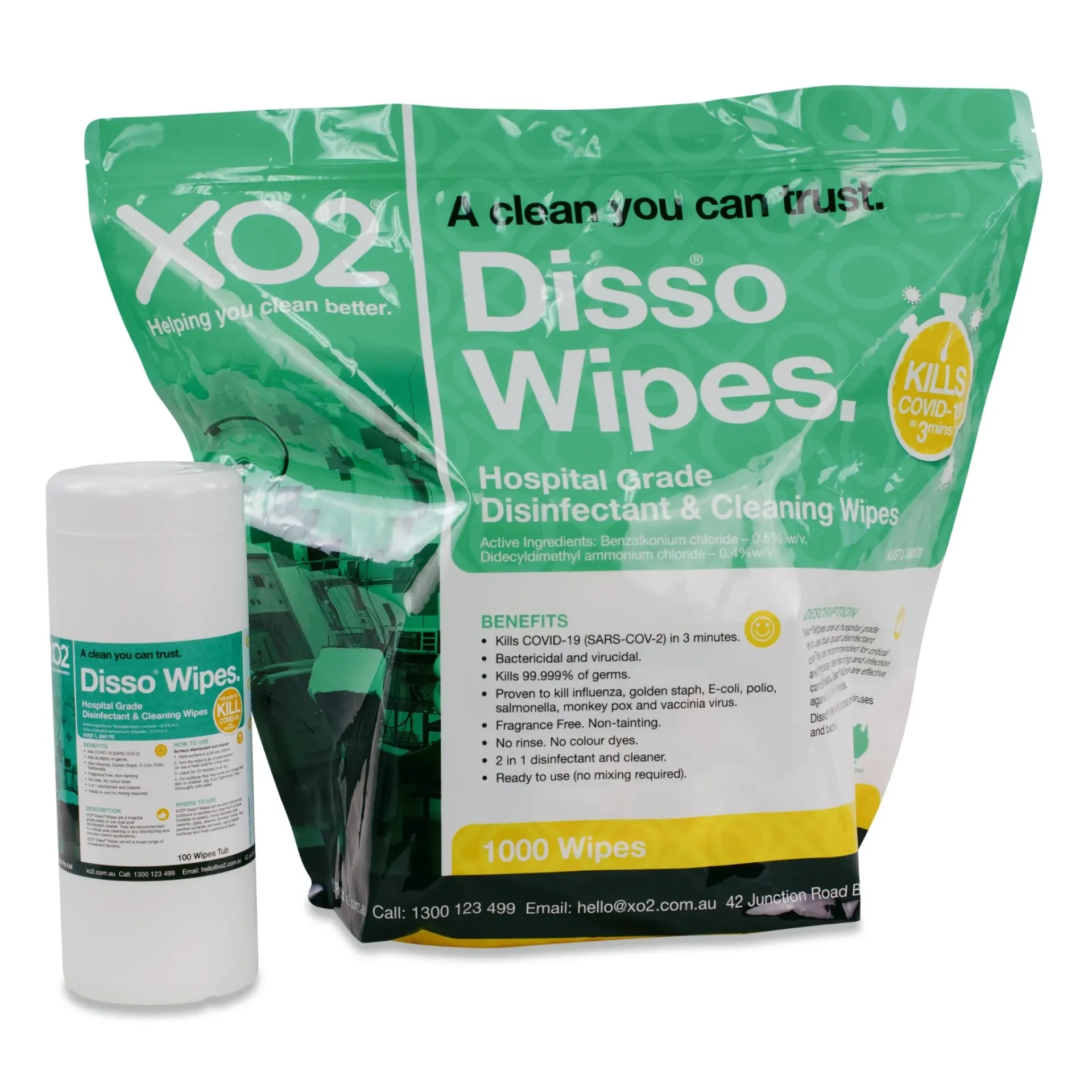 Disso® Wipes - Hospital-Grade Surface Sanitising Disinfectant & Cleaning Wipes - Kills COVID-19, TGA Listed